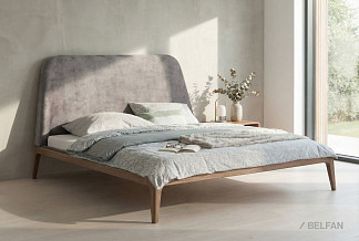 Кровать "Бергамо" (мягкое изголовье); без основания, без матраса; (1800x2000); американский орех; Infinity 4 Taupe