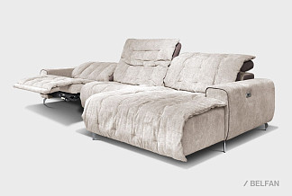 "Грей" диван с оттоманкой; раскл.; 1EL+10W+8R; Реклайнер; Nashville 01 (38926)+Oracul 230 (30751); (гр.3)