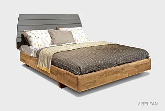 Кровать "Уоллстрит" (комбинированная); без основания, без матраса; (1600x2000); к-бейц-масло, изг-антрацит