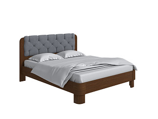 Кровать Орматек Wood Home 1 (Ткань/Массив (сосна) Мокко (сосна) с брашированием/Ultra Мокрый асфальт) 200x220