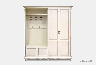 Шкаф комбинированный "Алези 2"; левый; слоновая кость с серебром