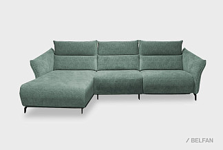 "Флойд" диван с оттоманкой; 8L+10W+1ER; Реклайнер; левый; металл черный; Laska 23 (гр. 3/АВ)