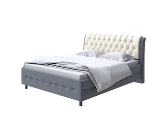 Кровать Como (Veda) 4 с ПМ + Матрас Orto Comfort Middle (Экокожа Темно-синий/Кремовый) 200x200