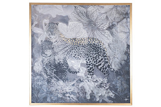 89VOR-AFRICA LEOPARD  Холст "Африка леопард" 100*100 см, багет золото, зол.поталь