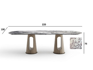 160KD-60075 Стол обеденный, керамика Булгари Пёрпл (Bulgari Purple), экокожа бежевая 220*100*75см