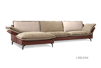 "Grand" диван с оттоманкой; нераскл.; 8L2R; левый; Harmony 04+Magic 21+Maverick 02 (гр. 2/МТХ)