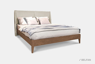 Кровать "Сакраменто" (мягкое изголовье); без основания, без матраса; (1400x2000); трюфель; Nashville 02