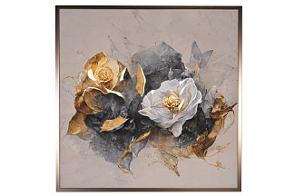 89VOR-GOLDEN ROSE Холст "Золотая роза" 100х100 см, багет пластик (латунь), золотая поталь