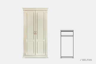 Шкаф 2-х дверный "Верди Люкс"; слоновая кость с золочением