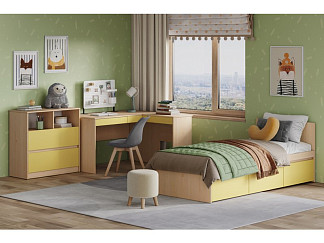 Модульная детская Пенни-7 Plywood Mustard