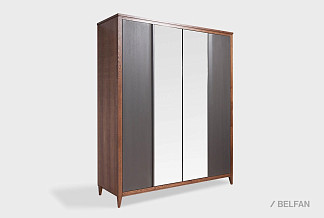 Шкаф для одежды 4-х дверный «Дакота» (с зеркалом); мадуро, серый оникс