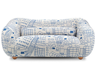 Диван прямой Тут Рядом Дом Сине-бежевый