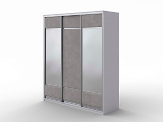 Шкаф Шкаф-купе 3х дв Como/Veda (2 зеркала) (ЛДСП Белая+ткань Белый/Laska 04 Утренняя роса) 177x62