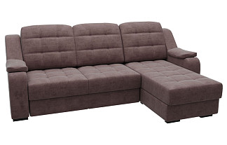 Диван Базель с правой оттоманкой / коричневый