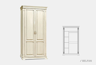 Шкаф для одежды 2-х дв. "Верди Люкс 2/3"; слоновая кость
