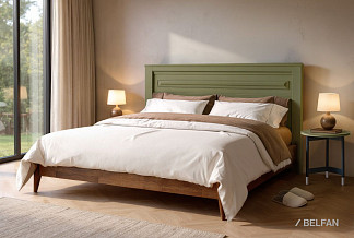 Кровать "Сакраменто"; без основания, без матраса; (1400x2000); орех, олива