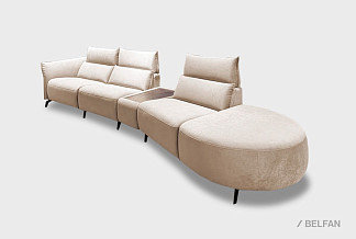 "Флойд" диван с оттоманкой; 1EL+10+Т+4R; Реклайнер; правый; металл черный; Libra 05 (38430)(гр. 2/МТХ)