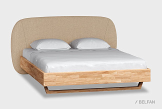 Кровать "Уоллстрит" (мягкое изголовье высокое); без основания, без матраса; (1800x2000); к-бейц-масло; Noble 420