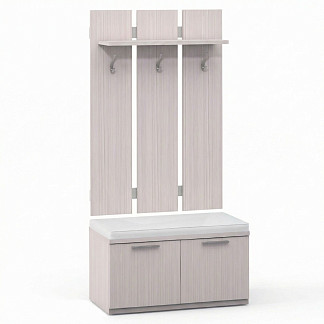 Тумба для обуви Римини Флэш с подушкой и вешалкой Флэш светлый