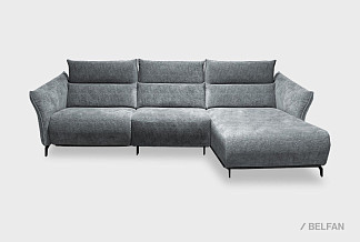 "Флойд" диван с оттоманкой; 1EL+10W+8R; Реклайнер; правый; металл черный; Afalin 15 (гр. 2/АВ)