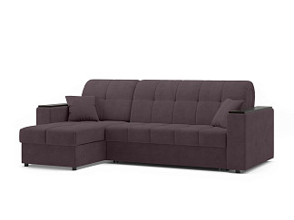 Орматек Угловой диван-кровать Berlin 1 Hard (Велюр/ЛДСП Ultra Сливовый (Plum)/Венге) 140x200