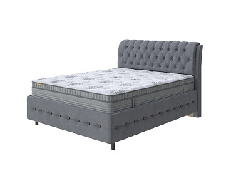 Кровать Como (Veda) 4 Grand с ПМ + Матрас Optima Comfort M (Ткань: Велюр Ultra Мокрый асфальт) 180x220