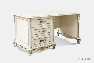 Стол письменный "Алези 1" с ящиками (1 тумба слева); слоновая кость с серебром