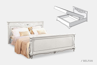 Кровать "Алези" с подьемным механизмом (высокое изножье); с основанием, без матраса; (1800x2000); слоновая кость с серебром