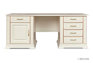 Стол письменный "Верди Люкс 7"; слоновая кость с золочением