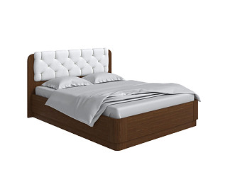 Кровать Орматек Wood Home 1 с подъемным механизмом (Ткань/Массив (сосна) Мокко (сосна) с брашированием/Teddy 300 Снежный) 200x220