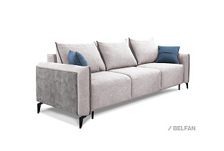 "Соренто" диван 3-х местный; раскл.; "Тик-так" (1530х2070); металл черный; Salvador 13 Silver+Maverick col 17+ Salvador 17 Denim (гр. 1/МТХ)