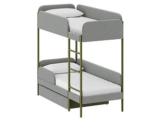 Кровать двухъярусная Эльви 80 Рогожка Серый/Оливковый