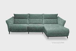 "Floyd" диван с оттоманкой; 1EL+10W+8R; Реклайнер; правый; металл черный; Laska 23 (гр. 3/АВ)