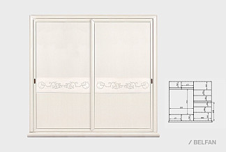 Шкаф-купе для одежды 2-х дв. "Соната" без зеркала (декор); белая эмаль с темной патиной