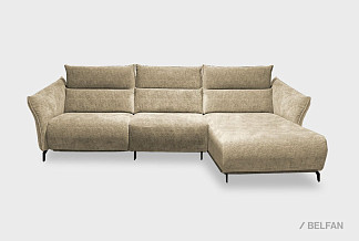 "Флойд" диван с оттоманкой; 1EL+10W+8R; Реклайнер; правый; металл черный; Laska 20 (гр. 3/АВ)