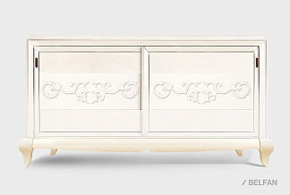 Тумба-купе "Соната" (декор); белая эмаль с темной патиной