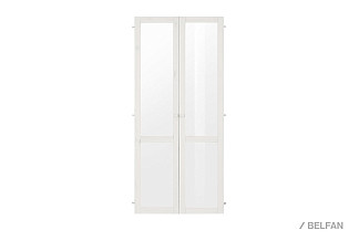 Комплект 2-х дверей к стеллажу "Бостон-1000" (стекло); белый воск