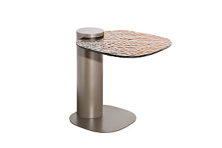 57EL-11180 Стол журнальный приставной, стекло рельефное тонированное 45*48*50см