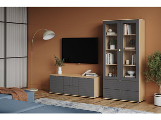 Модульная гостиная Монблан-4 Line Grafit Oak