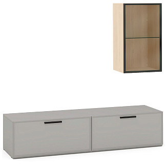 Тумба ТВА 2ящ. дл.1774+секция H7A+свет.JJ13 Rimini серая
