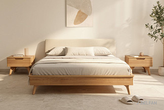 Кровать "Элва" (мягкое изголовье); без основания, без матраса; (1400x2000); бейц-масло; Verona 04 Cream