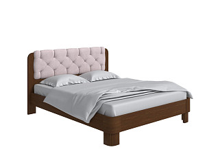 Кровать Орматек Wood Home 1 (Ткань/Массив (сосна) Мокко (сосна) с брашированием/Teddy 306 Лунный) 200x220
