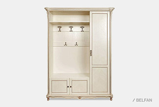 Шкаф комбинированный "Алези 1" (левый); слоновая кость с золочением