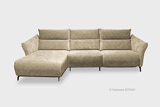 "Floyd" диван с оттоманкой; 8L+10W+1ER; Реклайнер; левый; металл черный; Laska 20 (гр. 3/АВ)