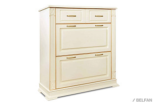 Тумба для обуви "Верди Люкс" 21; слоновая кость с золочением