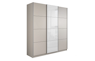 Шкаф-купе ЛЮКС 210х230х57 белый глянец/кашемир