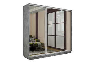 Шкаф-купе Премиум 3х дв 210х240х45 Бетон Зеркало/Зеркало/Зеркало