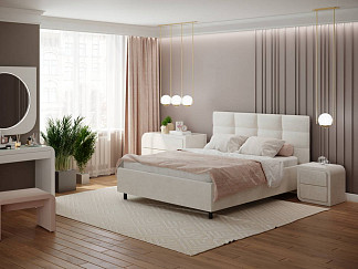 Кровать Como (Veda) 8 с ПМ + Матрас Dream Zone (Ткань: Велюр Лофти Лён) 180x190