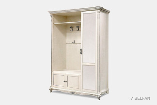 Шкаф комбинированный "Алези 1з"; левый; слоновая кость с серебром