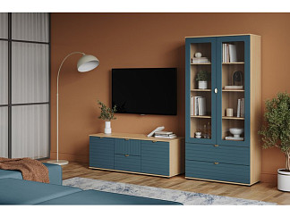 Модульная гостиная Монблан-5 Line Aquamarine Oak